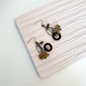 4/$15 Cute Dangly Wood Drop Earrings